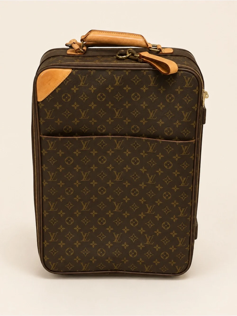 Louis Vuitton Brown Monogram Rolling Carry-On with Tan Trim